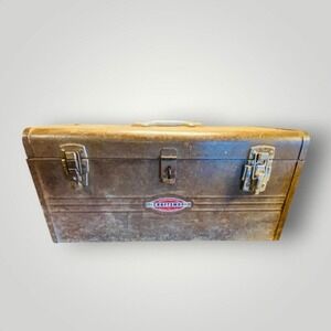 Craftsman Steel Toolbox 1950s Industrial Storage Box Patina No Tray